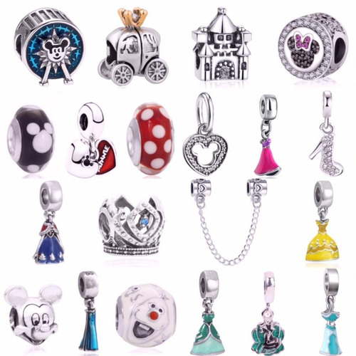 Charm Berloque Princesas Disney Banho Prata 925 P/ Pandora