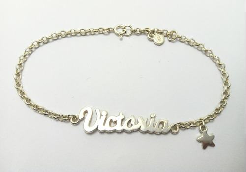 Pulsera Plata 925 Con Dije Nombre Personalizada+mini Dije 