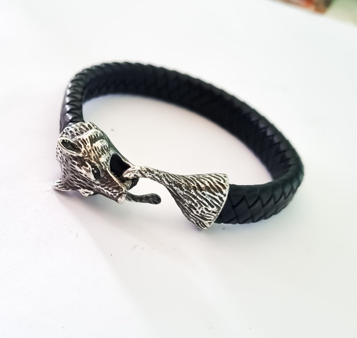 Pulsera De Lobo Plata Ley 925