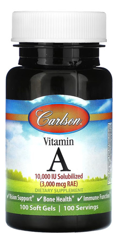 Carlson Labs Vitamina A Soluble 10,000 Iu, 100 Softgels Sabor Sin Sabor