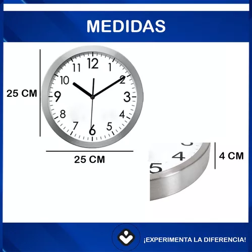 Reloj Pared Grande 25 Cm Moderno Aluminio Analógico Cocina