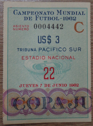 Entrada Mundial Chile 1962 Italia /suiza