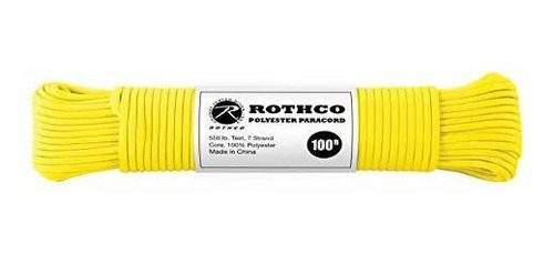 Safety Yellow 550lb 7 Strand Polyester Paracord Rope 100