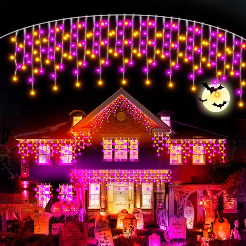 640 Luces Led De Halloween Moradas Y Naranjas, 65.6 Pies De