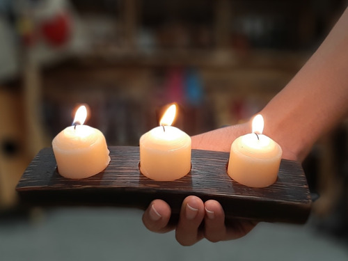 Imagen 5 de 5 de Porta Velas De Madera De Barril Barriles Duela Roble Blanco