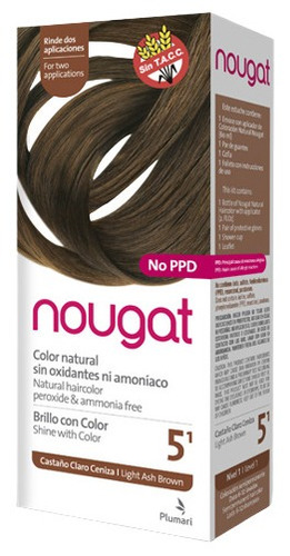 Kit Tintura Plumari  Nougat Brillo con color tono 5.1 castaño claro ceniza