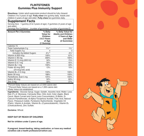 Flintstones Children's Multivitamin Plus Immunity Support Gu