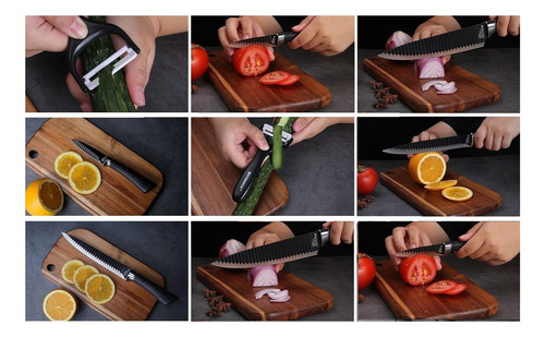 Set De Cuchillos De Cocina Profesionales Acero Inoxidable