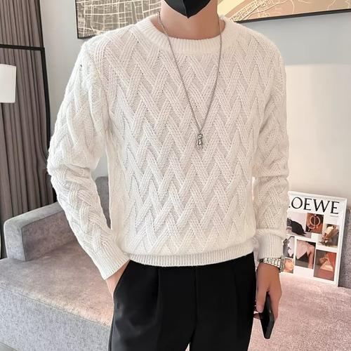 Suéter Casual De Cuello Redondo Para Hombre, Versión Engrosa