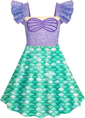 Little Girls Mermaid Princess Dress Toddler Cartoon Costume