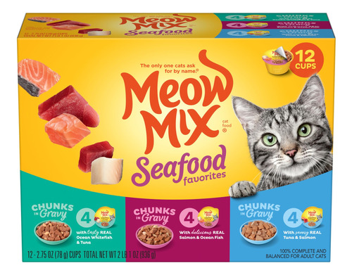 Meow Mix Savory Morsels Comida Humeda Para Gatos, Tazas De 7