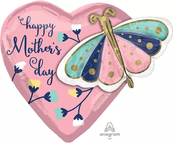 1mtr X 25mm Berisfords Cinta Rosa Corazones Mariposas Día De Las Madres Te Amo Mamá 
