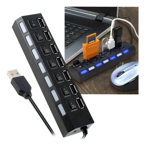 Hub Extensor Usb 7 Puertos Con Switch Alta Velocidad Usb 3.0