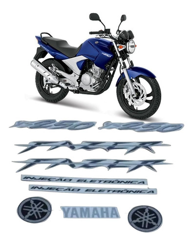 Kit Adesivos Yamaha Fazer 250 2008 Azul 10211
