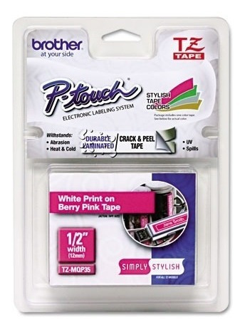 Cinta Brother Tzemqp35 Blanco Sobre Rosa Tz 12mm X 5 Met /vc