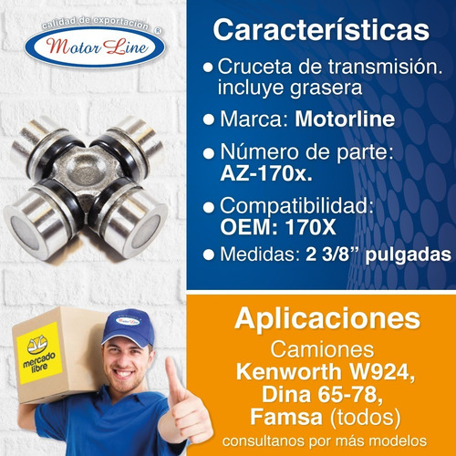 Cruceta 170x / 2 3/8 Pulgada / Serie 1350 / Kenworth W924