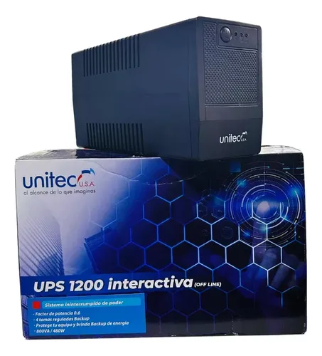 Ups Interactiva Unitec 1200 Led 800va 480w Factor Potencia
