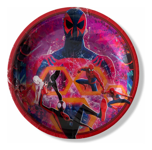 Pack 10 Platos Cumpleaños Miles Morales Spiderman 23 Cm