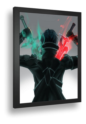 Quadro Decorativo Poster Sword Art Online Kirito Classico 