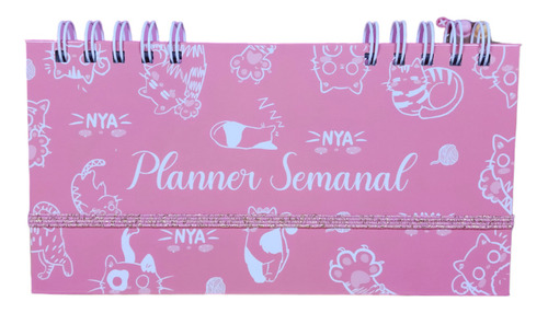 Planner Semanal De Gato Neko Kawaii Con Elastico