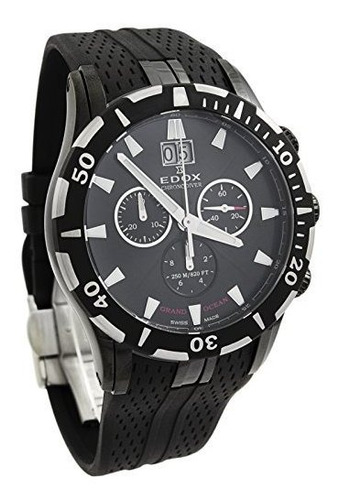 Edox Grand Ocean Chronograph Esfera Negra De Caucho Negro