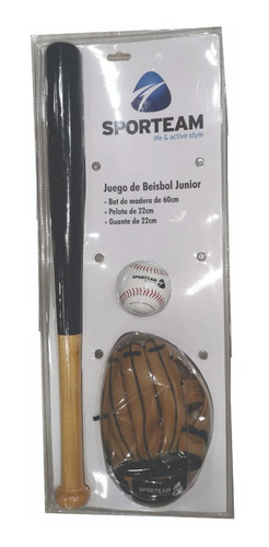 Juego De Beisbol Junior Bat De Madera, Guante Y Pelota