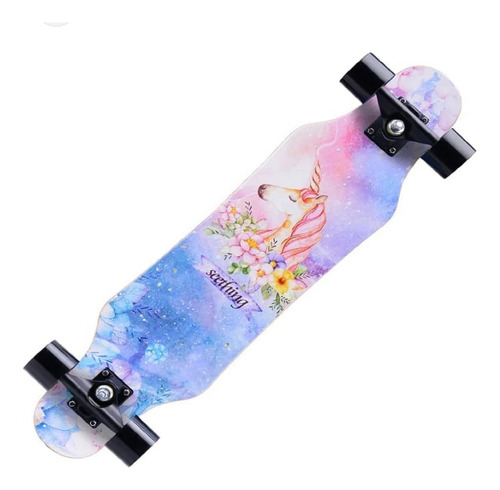 Longboard Skate Patinera Semi Profesional Ruedas Silicona