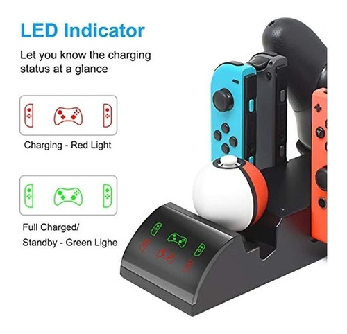 Imagen 2 de 5 de Base De Carga Para Nintendo Switch Joy-cons, Pro Controller