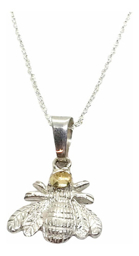 Imagen 1 de 6 de Cadena Modelo Rolo Con Dije De Abeja De Plata & Oro
