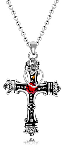 Collar De Cruz De Circonia Cúbica Roja, Colgante De Semilla