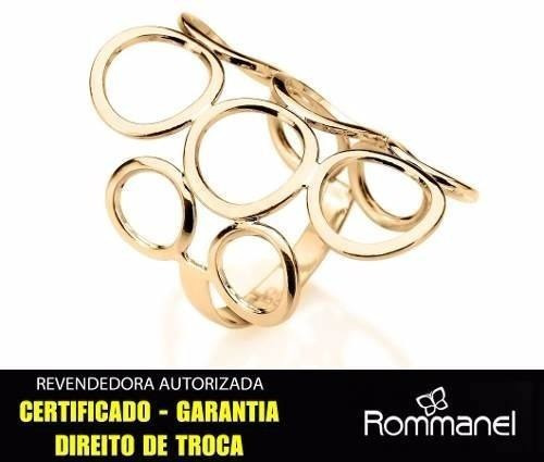 Imagem 6 de 8 de Rommanel Anel Circulos Vazados Fol Ouro 18k Solitario 511048
