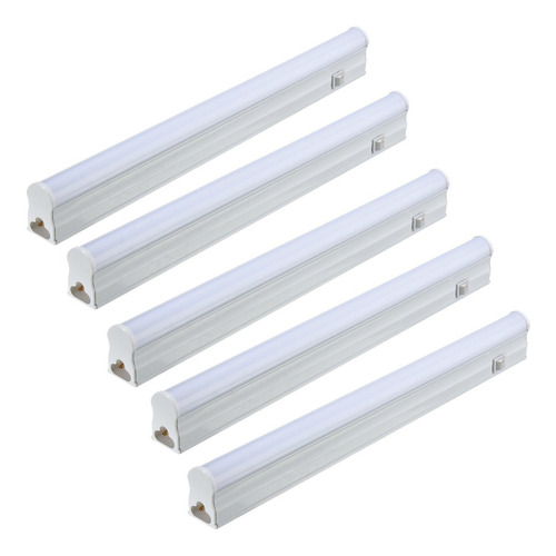 Pack 5 Tubos Led T5 Con Base Empavonado On/off 9w 60cm