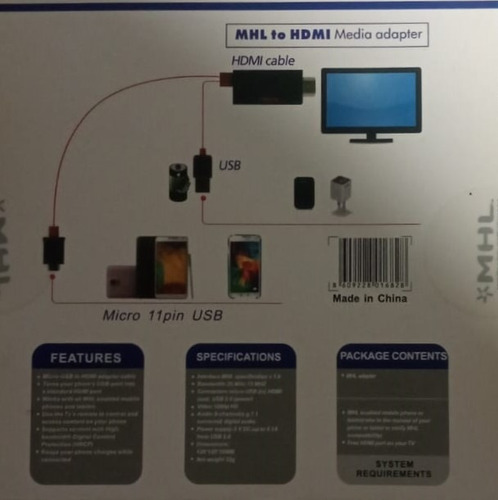 Adaptador Mhl A Hdmi Adaptador De Cable Micro Usb A Hdmi (Usado)