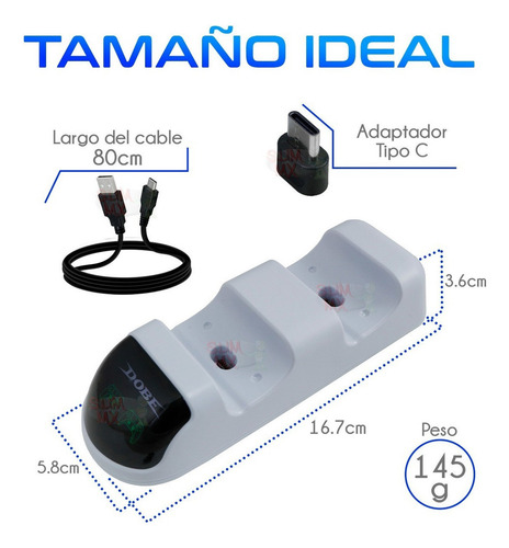 Soporte Base Cargador Doble Control Para Ps5 Tipoc Extraible