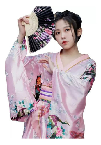 Albornoz De Mujer Japonesa, Diseño Floral Y Kimono.