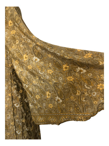 Vestido Seda Hindu Mangas Oxford Dorado