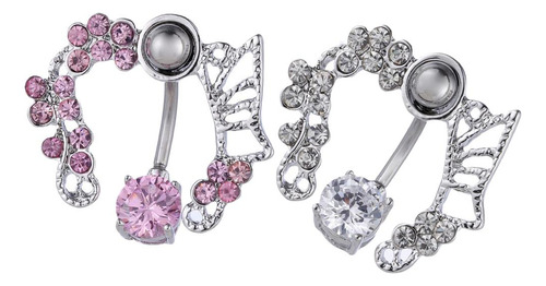 4 Paquete De 2-6 Anillos De Circonio Para Ombligo, 4 Piezas