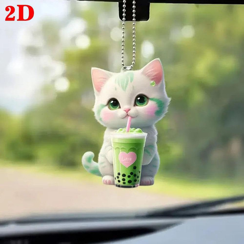 Llavero Con Espejo Retrovisor De Coche Y Cute Cats Decora 40