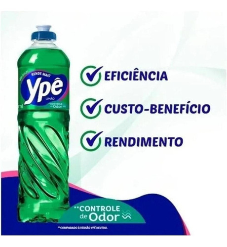 Kit 10 Detergentes Lava Louças Ypê Limão 500ml Antiodor