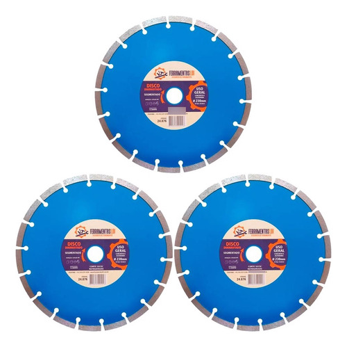 3 Discos De Corte Diamantado Segmentado 230mm 9 Industrial