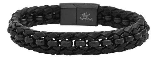 Pulsera Rolo De Cuero Genuino Trenzado Para Hombre Magna Ste