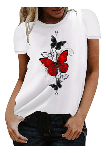Camiseta En Forma De J Para Mujer, Estampado Casual, Cuello