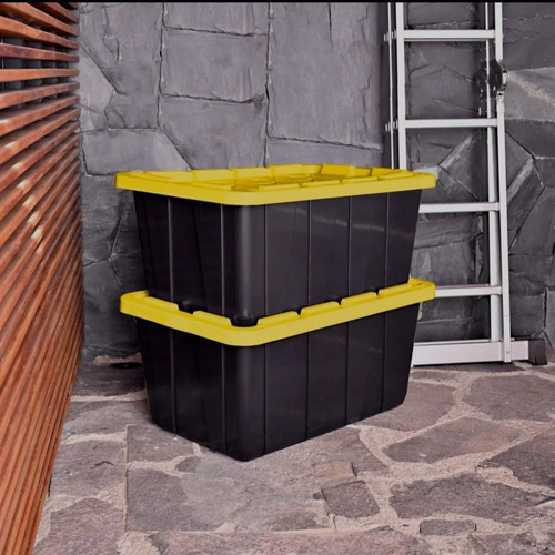 2 Cajas Almacenamiento Organizadora 102lts Resistente Tapa