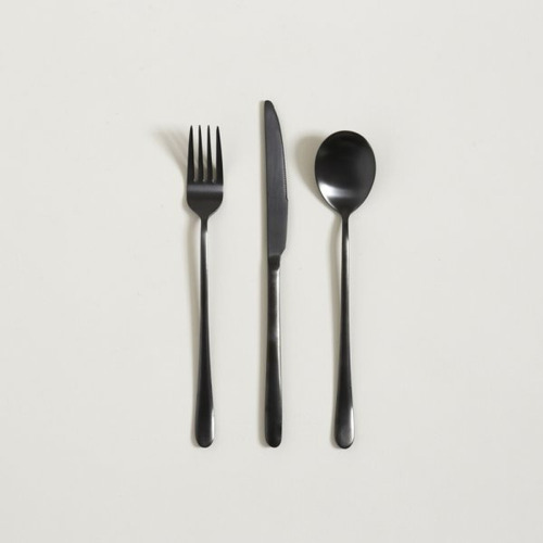 Set 3 Cubiertos Negros Acero Inoxidable Diseño Moderno Deco Negro