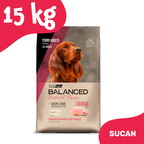 Alimento Perro Vitalcan Balanced Cerdo Y Arroz 15 Kg + Promo