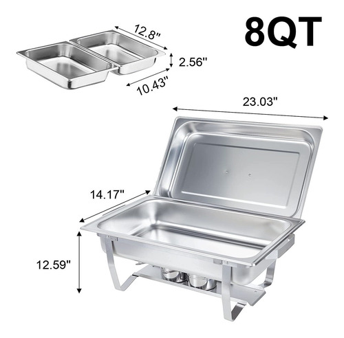 Valgus 2-pack 8qt Stainless Steel Chafing Dish Buffet Cha...