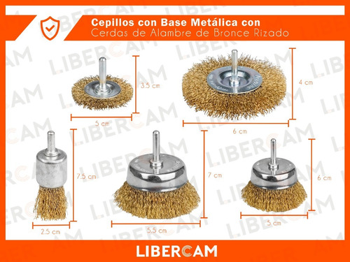 Imagen 4 de 10 de Set Cepillos Para Taladro Kit 5 Piezas Madera Metal Copa