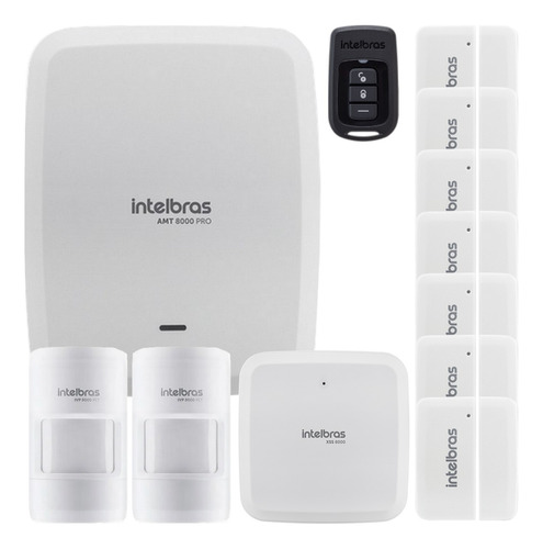 Kit Alarme Intelbras Sem Fio Wi-fi Amt 8000 Pro 10 Sensores