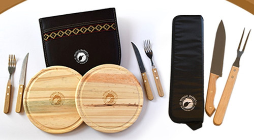Kit Asado 2 | Set Para Asado: Cuchillos Y Tabla Doble