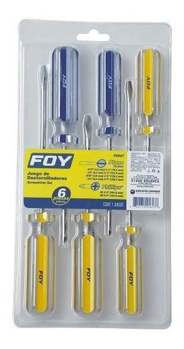 Juego De 6 Destornilladores Mango Pvc Combinado Foy Fde6t